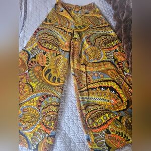Retro Colorful Vibrant Wide Leg Pants Cotton Poly Blend 60's 70's Size Medium